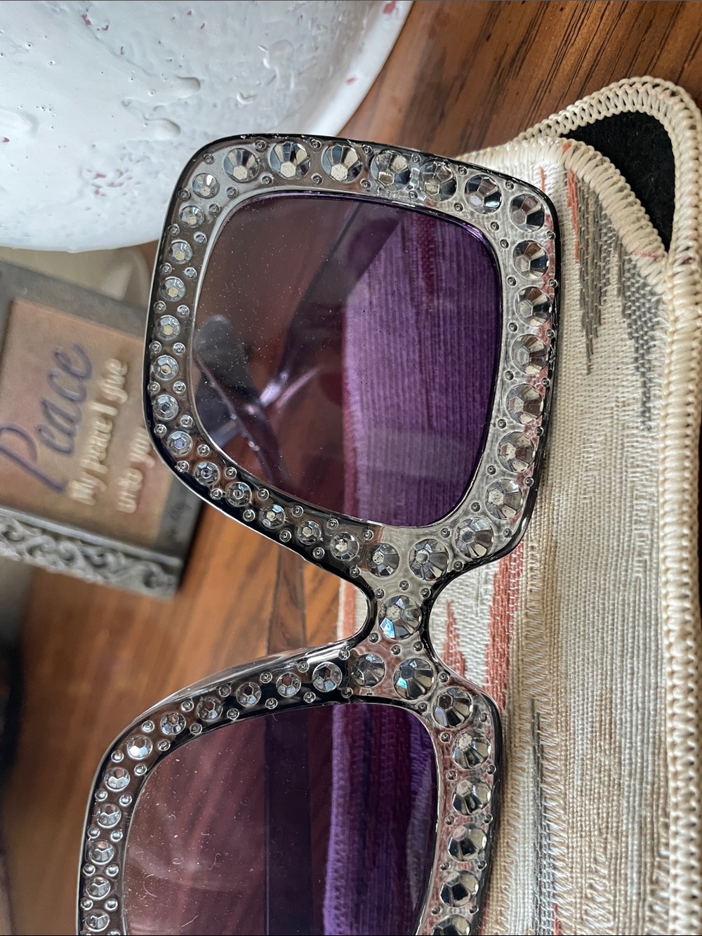 FLAWLESS EYEWEAR Oversized Square Frame Crystal Bling Rhinestone Sunglasses - Picture 6 of 9